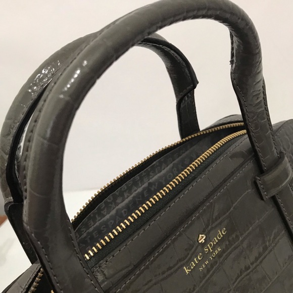 Kate Spade Riverside Street Exotic Satchel Gray Croc-Embossed Women's Bag - Picture 8 of 9